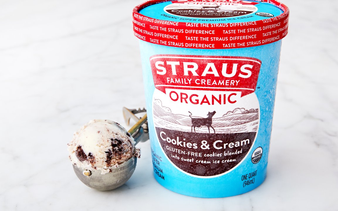 Organic Cookies & Cream Ice Cream Straus Family Creamery SF Bay